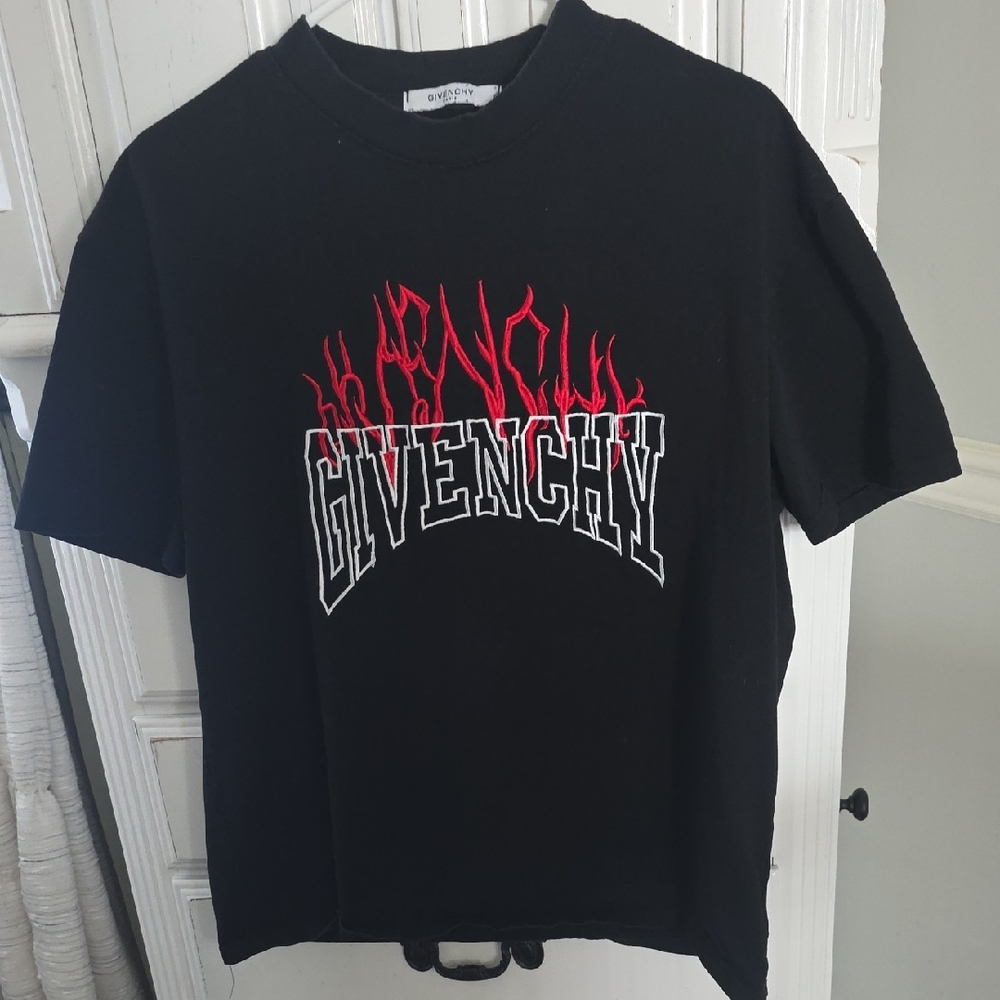 Givenchy Black Tee with Red Flame Accents